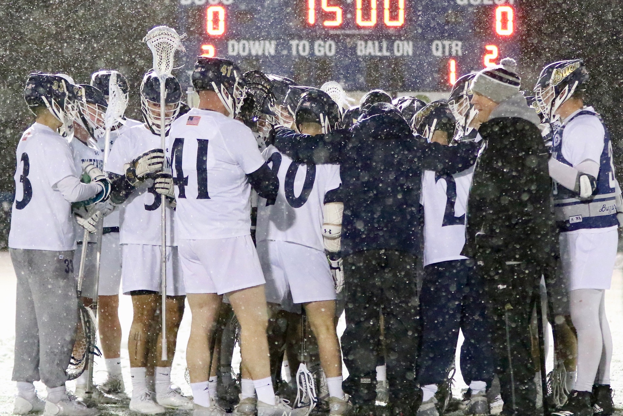 Men's Lacrosse: Cadets Win Close, Physical Battle in the Snow